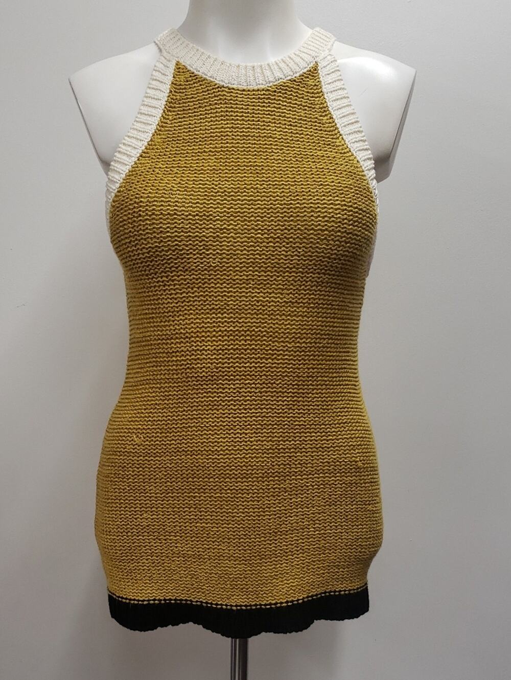 Anthropologie Moth Mustard Yellow Knit Racerback Tank Women's Small